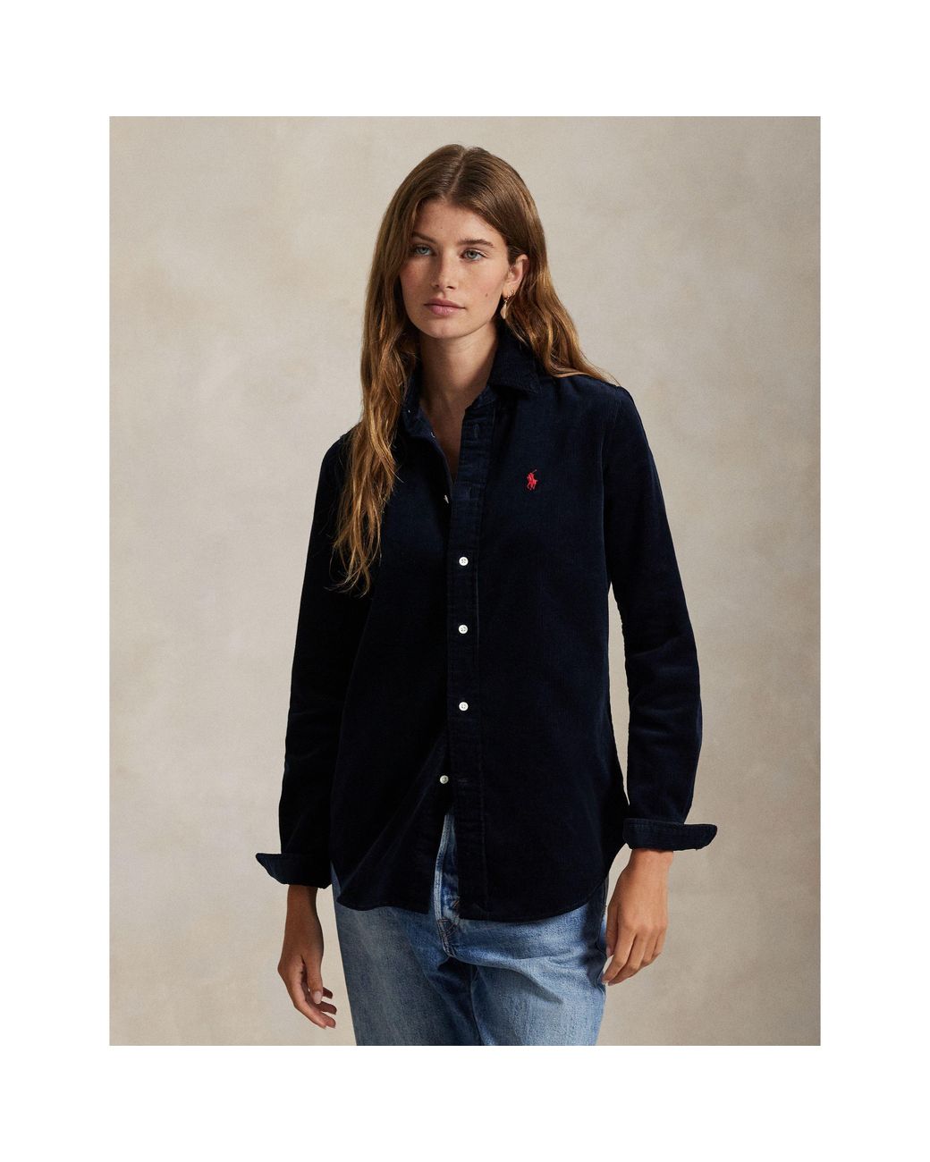 Polo Ralph Lauren Blue Cord Long-Sleeve Plain Shirt