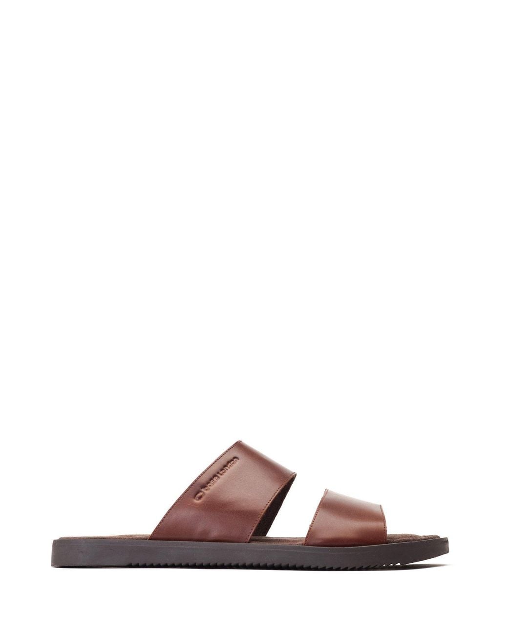 Base London Brown Maven Leather Slider for men