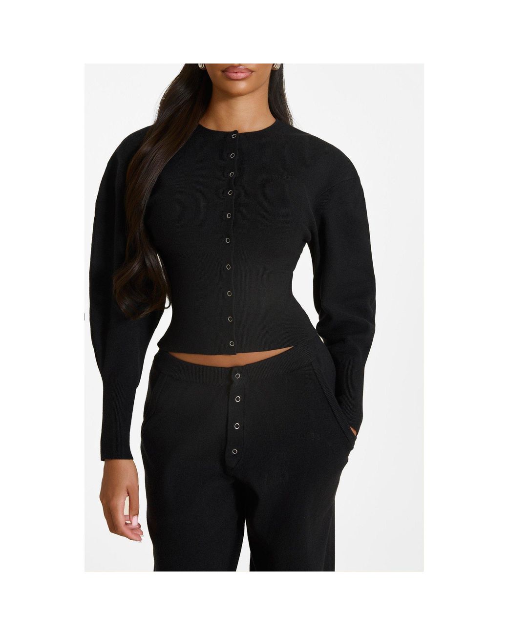 Mars the Label Black Button-Up Ribbed Knit Joggers