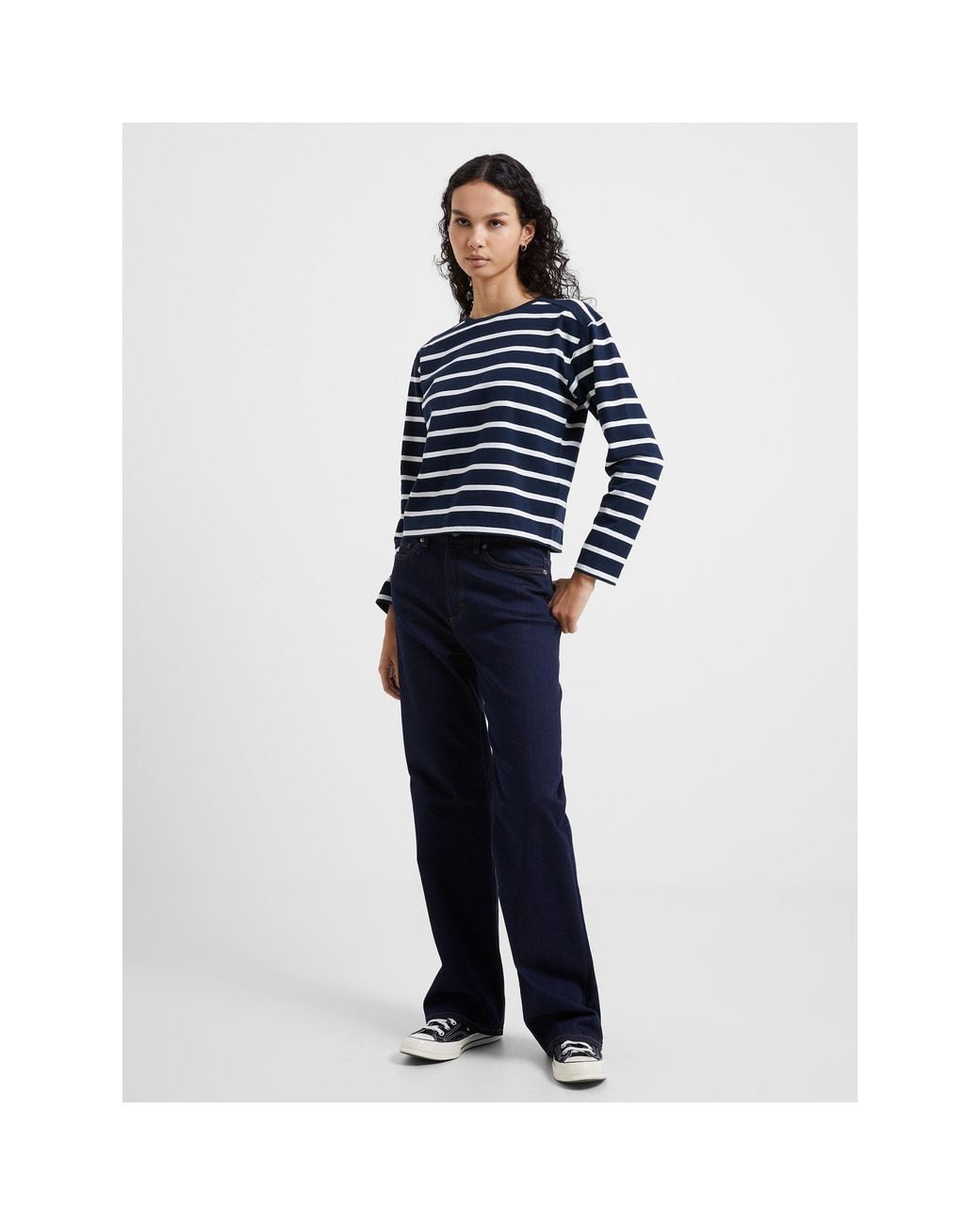French Connection White Stripe Long-Sleeve T-Shirt