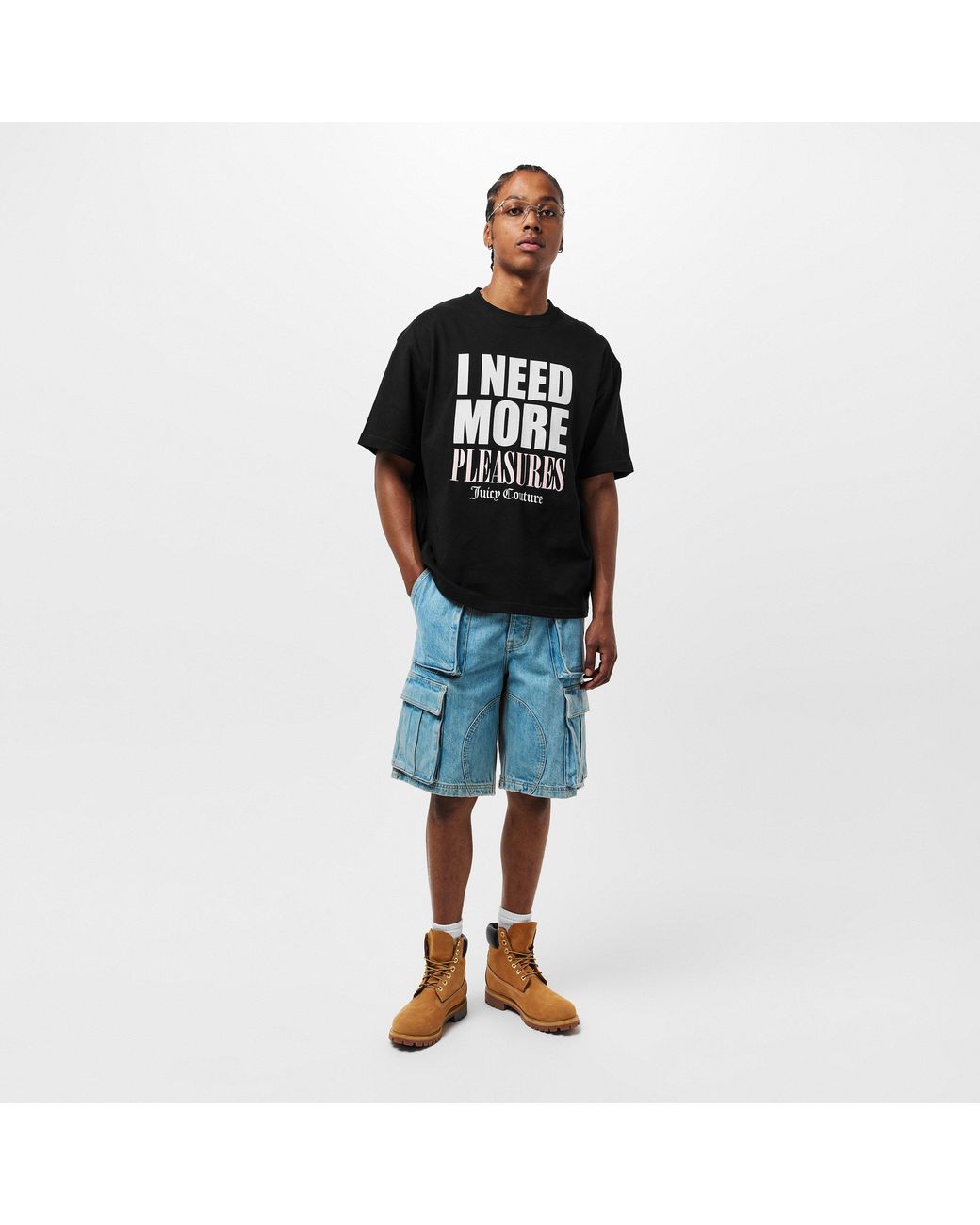 Pleasures Black X Juicy Couture Slogan T-Shirt for men