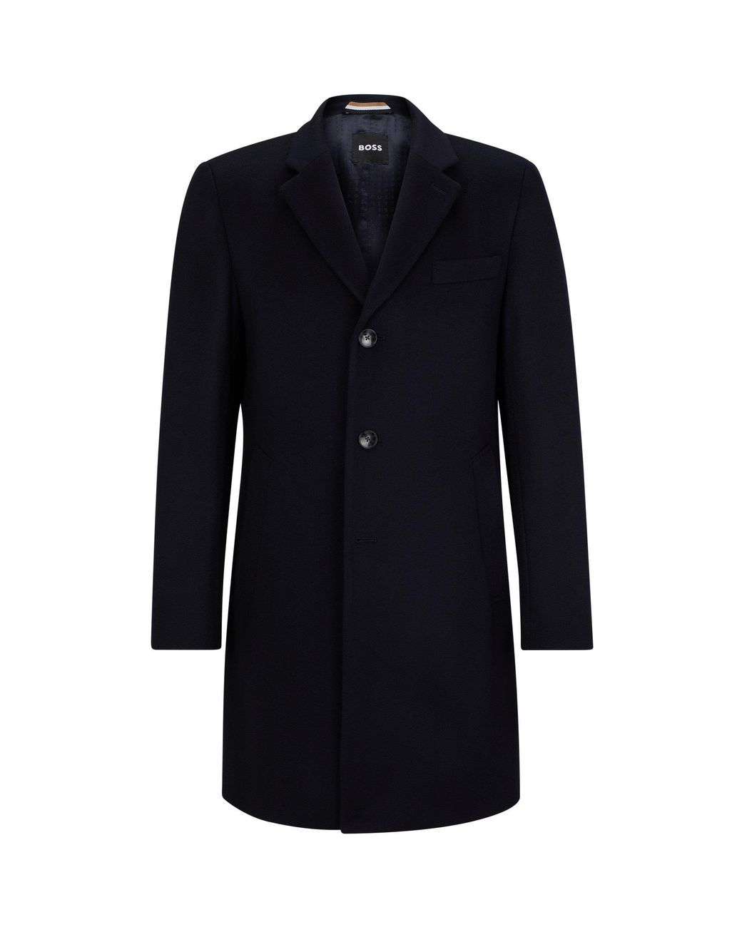 Boss Blue Hyde Tailored Fit Long Formal Coat for men