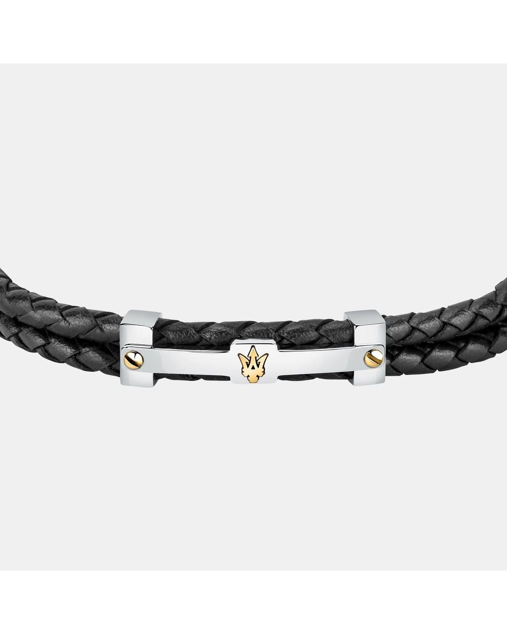 Maserati Jewellery Metallic Maserati Leather Bracelet for men