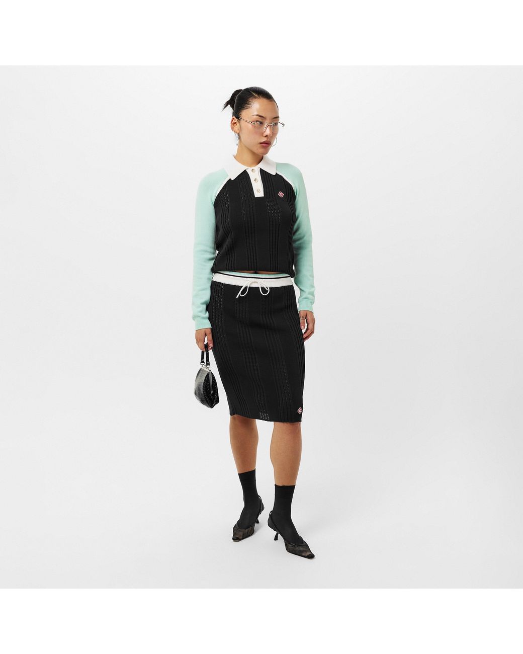 Casablanca Black Sporty Midi Skirt