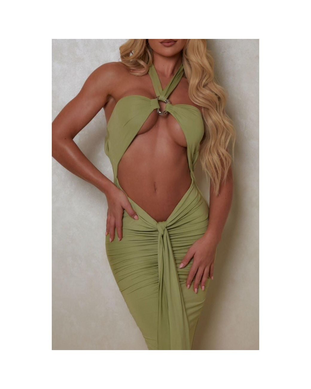 Mars the Label Green Pleated Halter Neck Maxi Dress