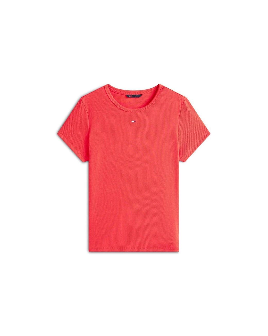 Tommy Hilfiger Pink Short Sleeve Logo Ribbed T-Shirt