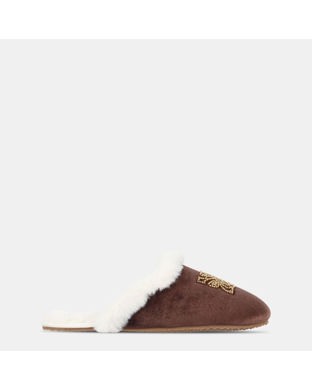 Biba Brown Embroidered Mule Slippers