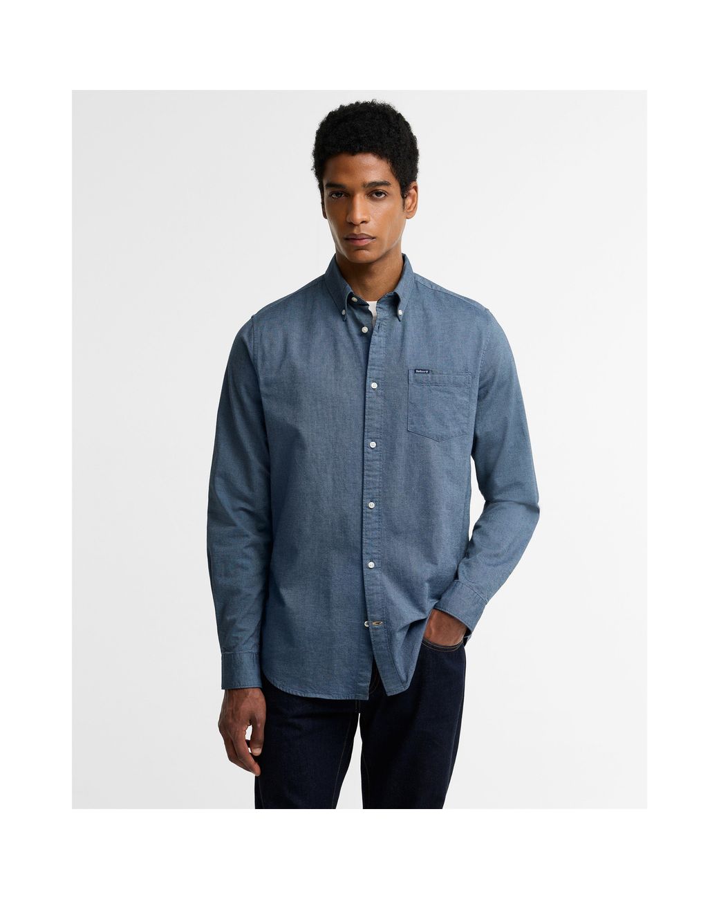Barbour Blue Marsden Cotton Long-Sleeve Tailored-Fit Oxford Shirt for men
