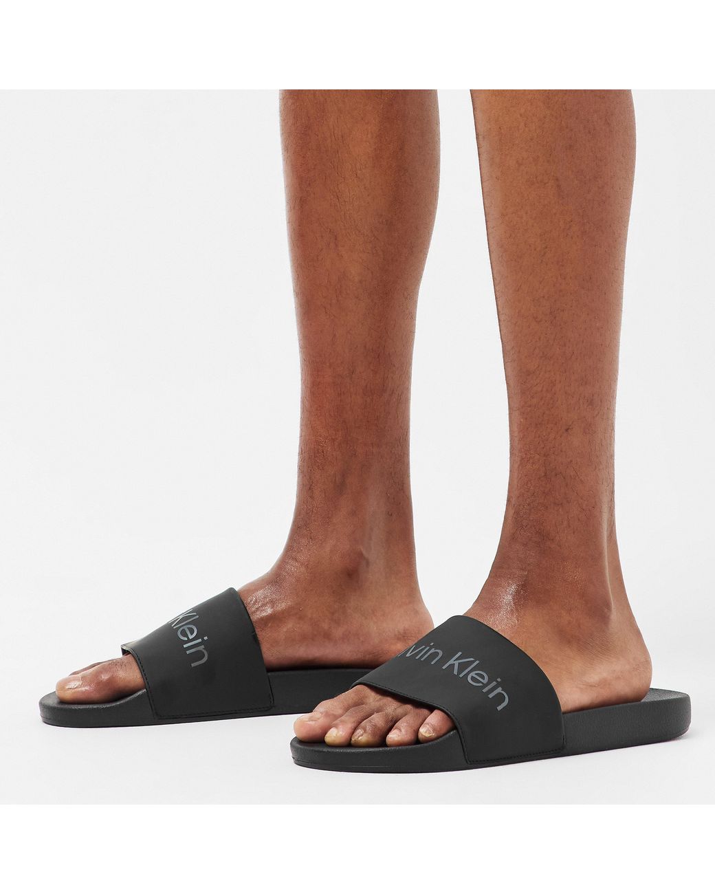 Calvin Klein Black Pool Logo Sliders for men