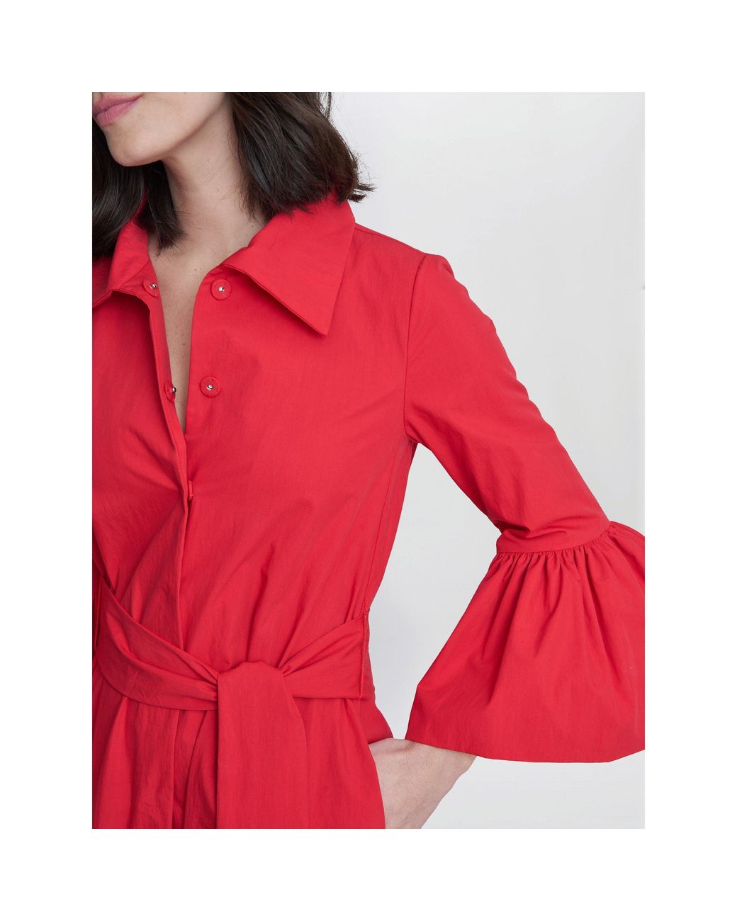 Gina Bacconi Green Melinda Taffeta Shirt Dress