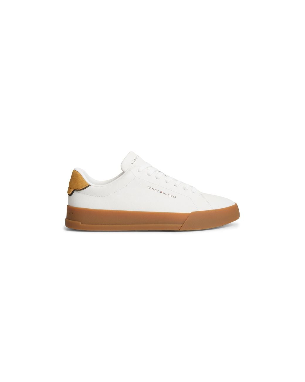 Tommy Hilfiger White Logo Court Trainers With Leather for men