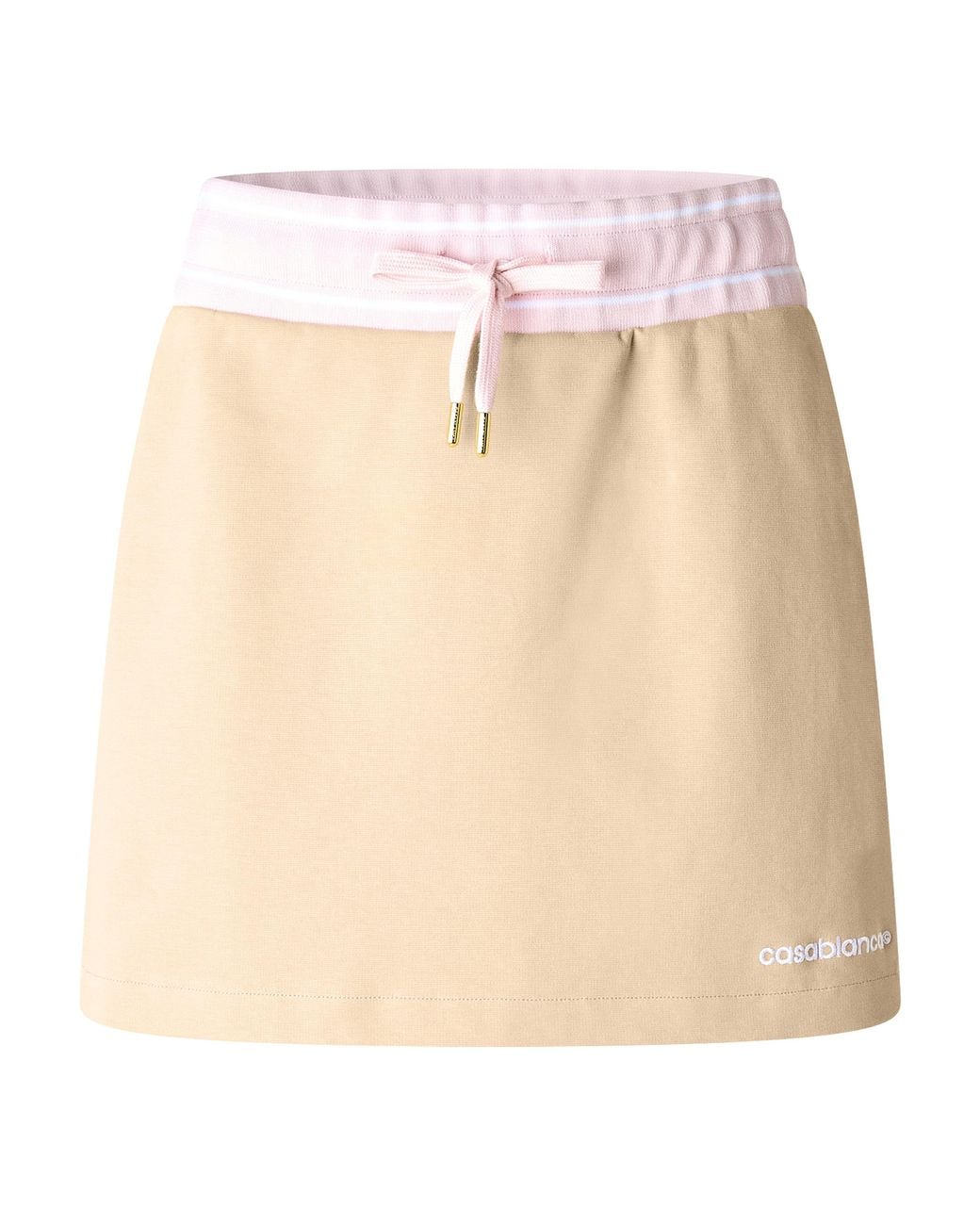 Casablanca Natural Punto Cropped Cotton Relaxed-Fit Skirt