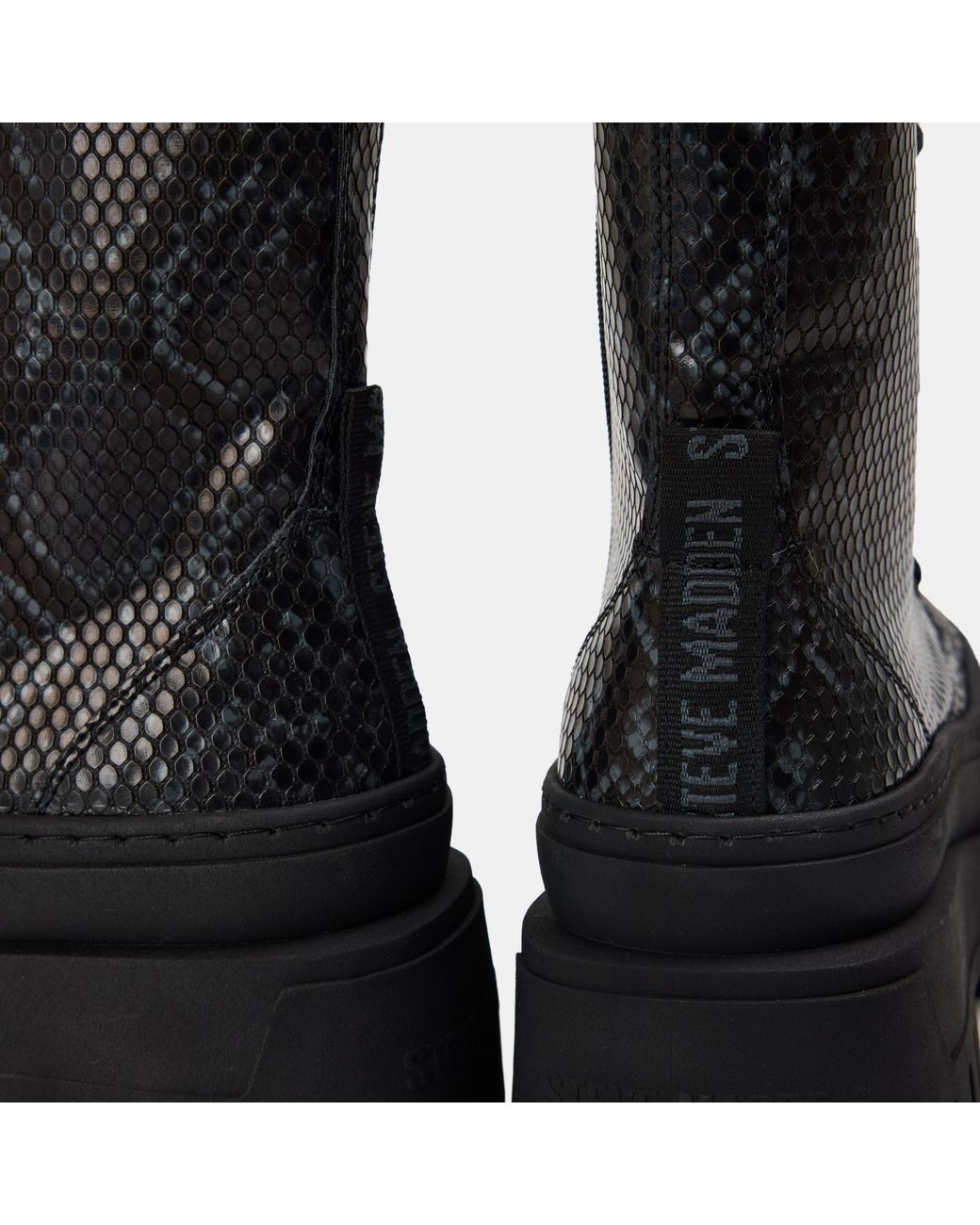 Steve Madden Black Coast Snake Patterned Platform Boots