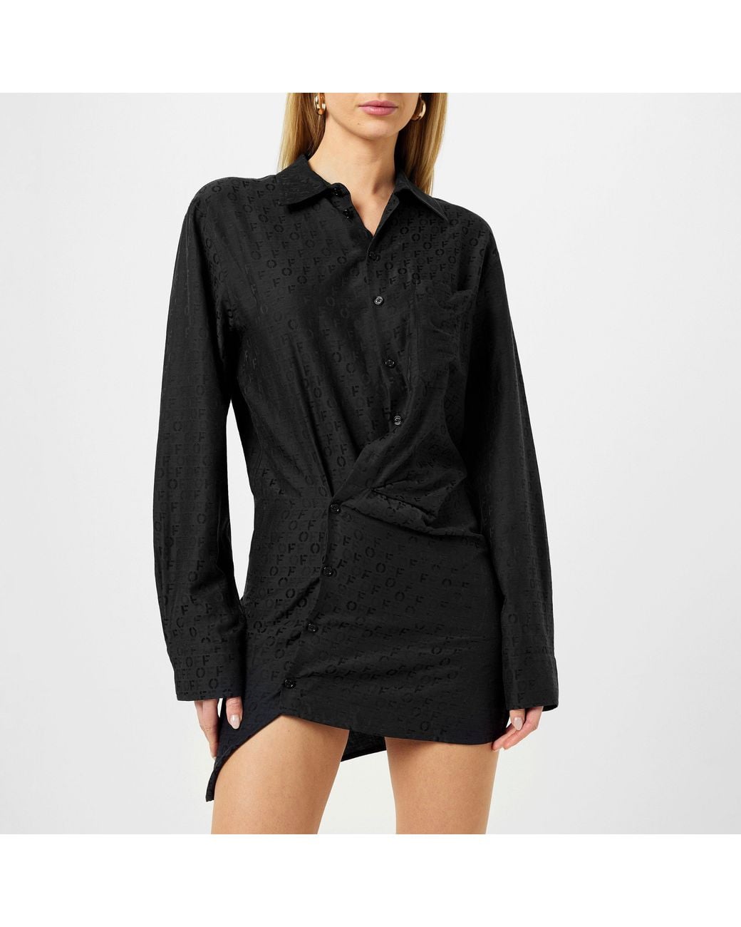 Off-White c/o Virgil Abloh Black Mini Silk Shirt Dress