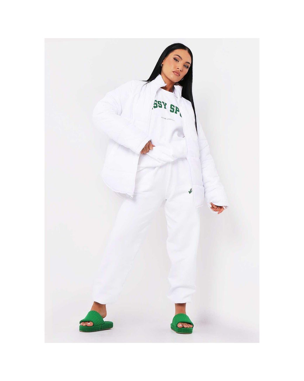 Missy Empire White Oversized Long Sleeve Medium Puffer Jacket