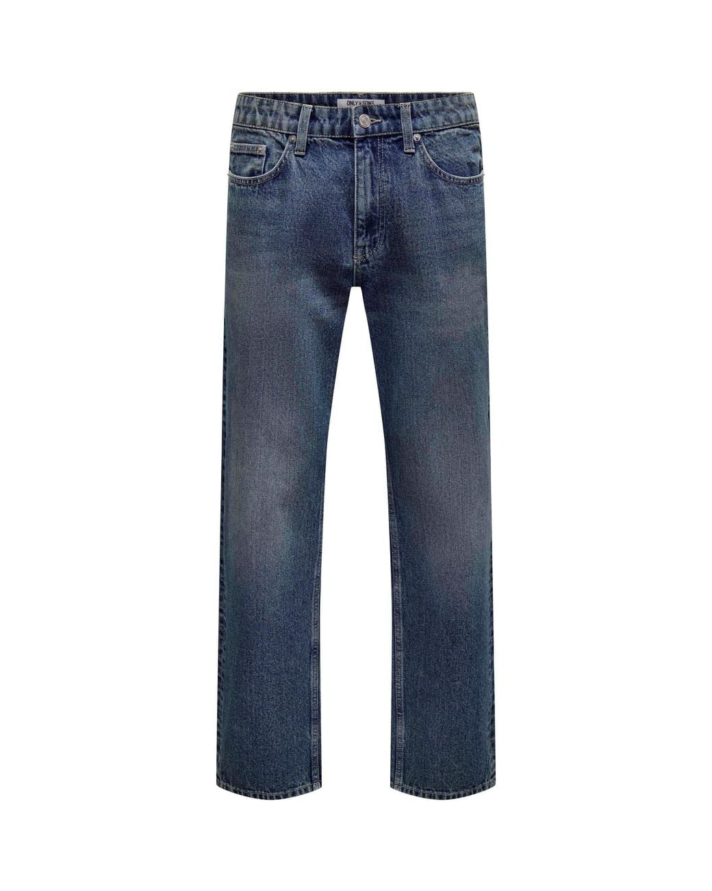 Only & Sons Blue Straight Leg Jeans for men