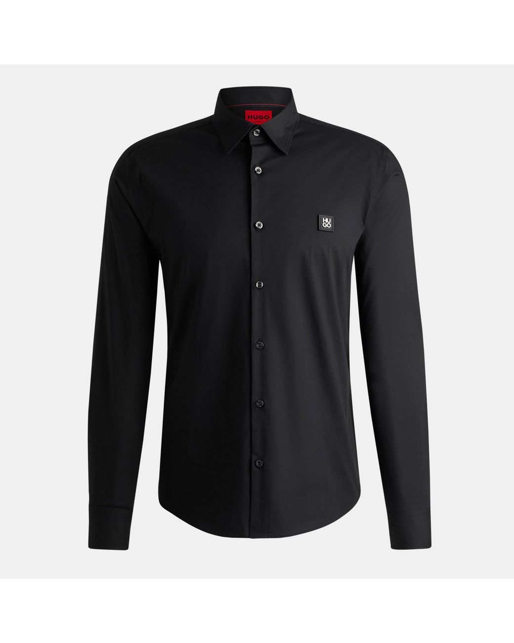 HUGO Black Slim-Fit Logo Shirt for men
