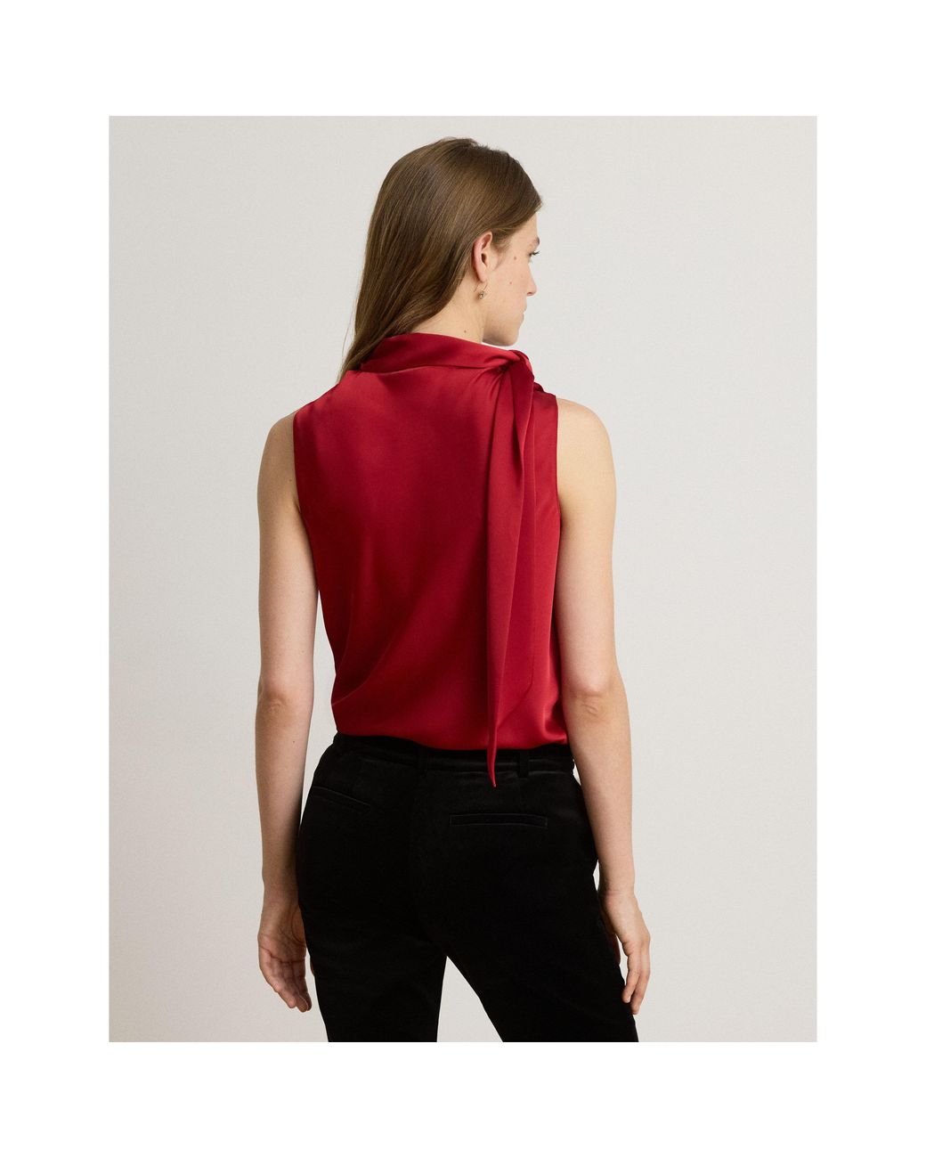 Ralph Lauren Red Bow Sleeveless Blouse