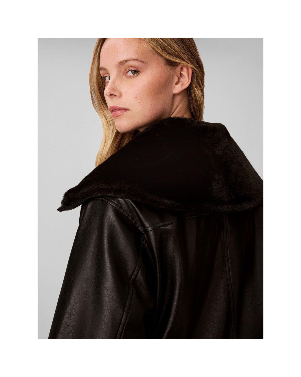 Calvin Klein Black Cropped Faux Leather Bomber Jacket
