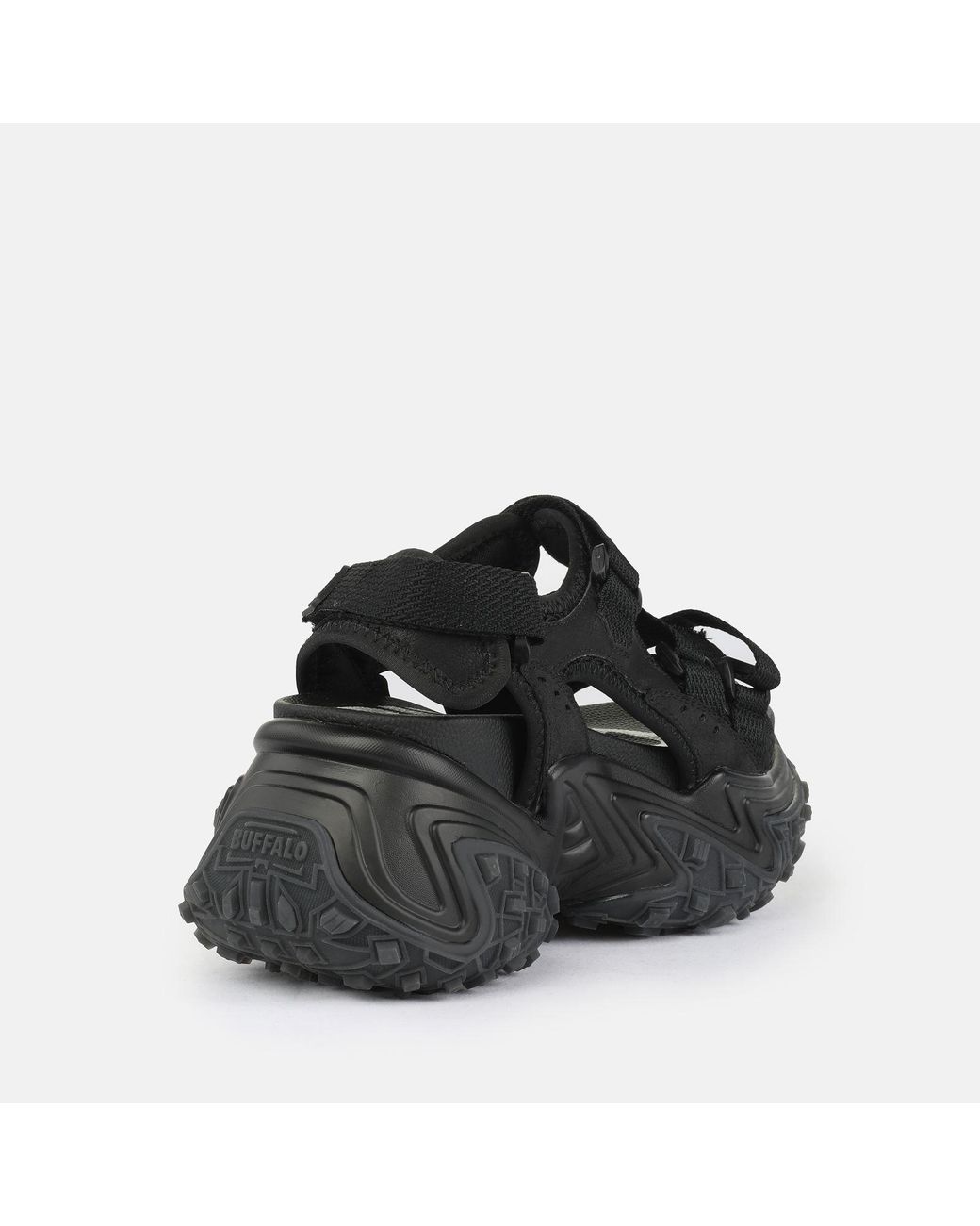 Buffalo Black Vegan Flatform Sandals
