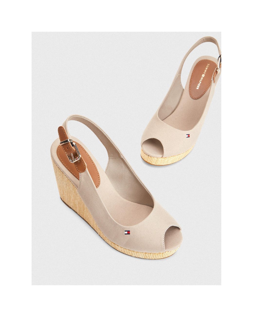 Tommy Hilfiger Iconic Elena Sling Back Wedges in Natural | Lyst UK