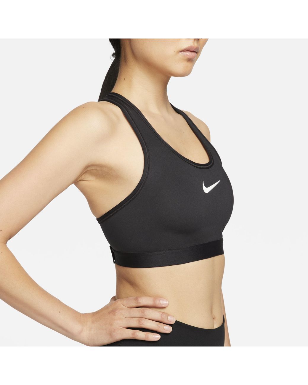 Nike Black Swoosh High Support Non-padded Adjustable Sports Bra