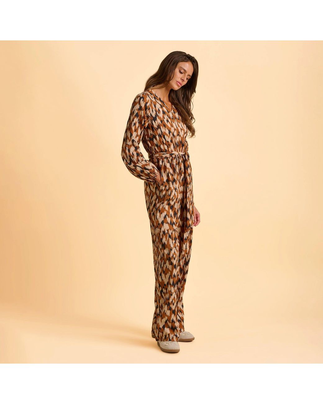 Brakeburn Natural Selenna Animal Print Jumpsuit