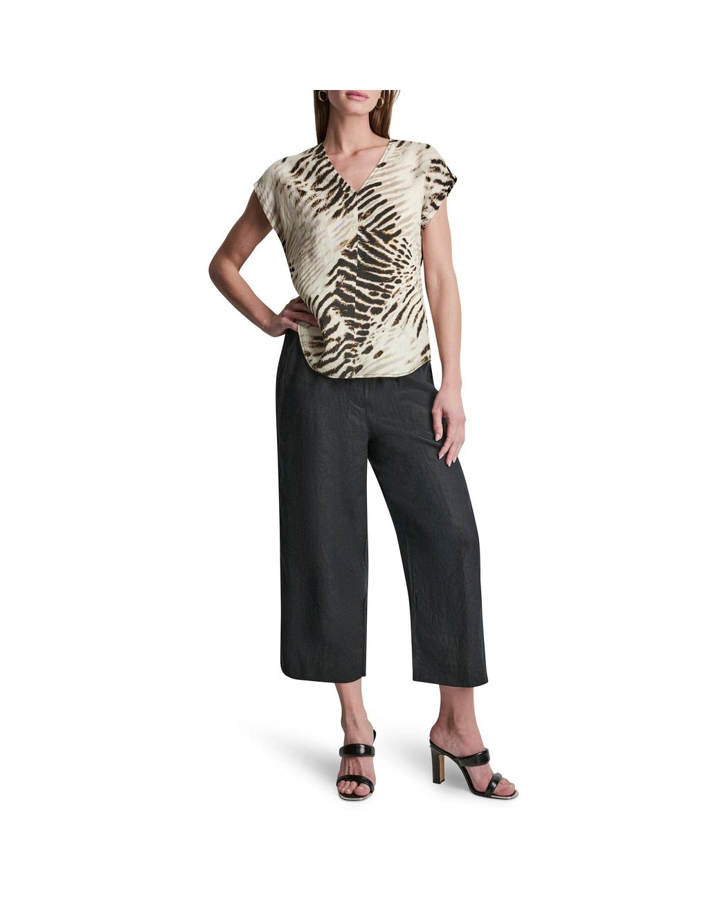 DKNY Multicolor Short Sleeve Blouse