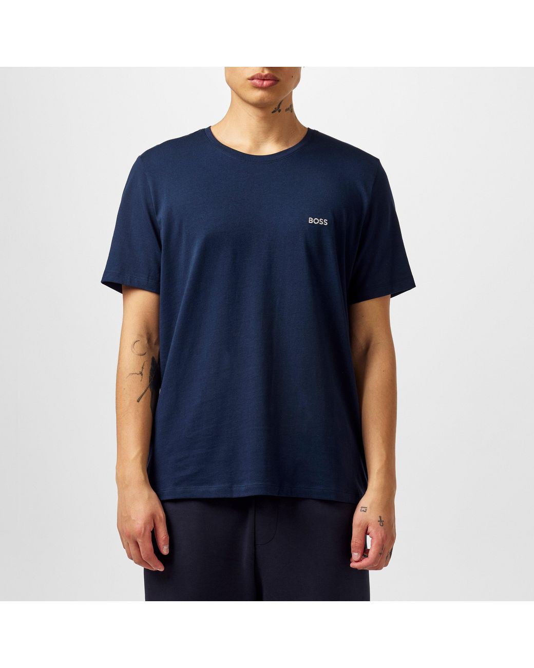 Boss Blue Bodywear Mix & Match Premium Cotton T-Shirt With Logo Detail for men
