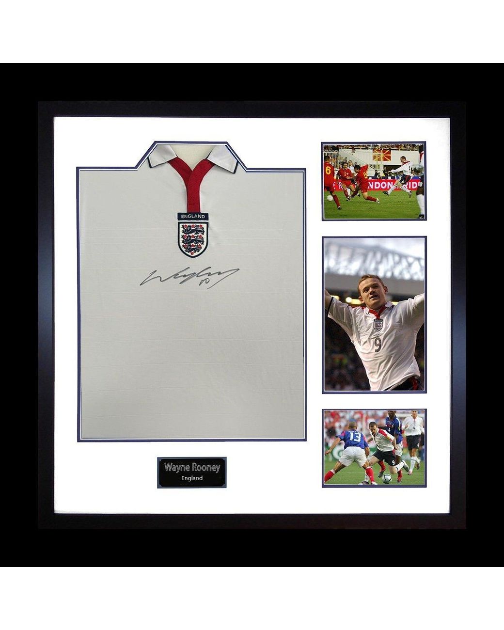 The Fan Cave Metallic Wayne Rooney Signed England Shirt Elite Frame