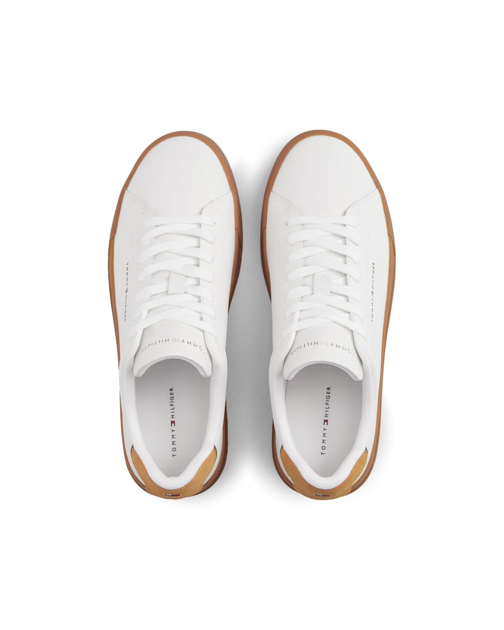 Tommy Hilfiger White Logo Court Trainers With Leather for men
