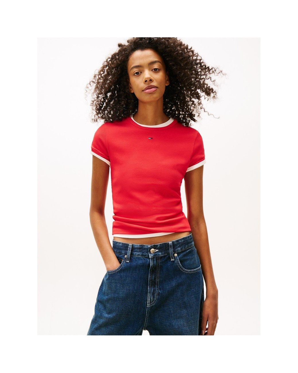 Tommy Hilfiger Pink Short Sleeve Logo Ribbed T-Shirt