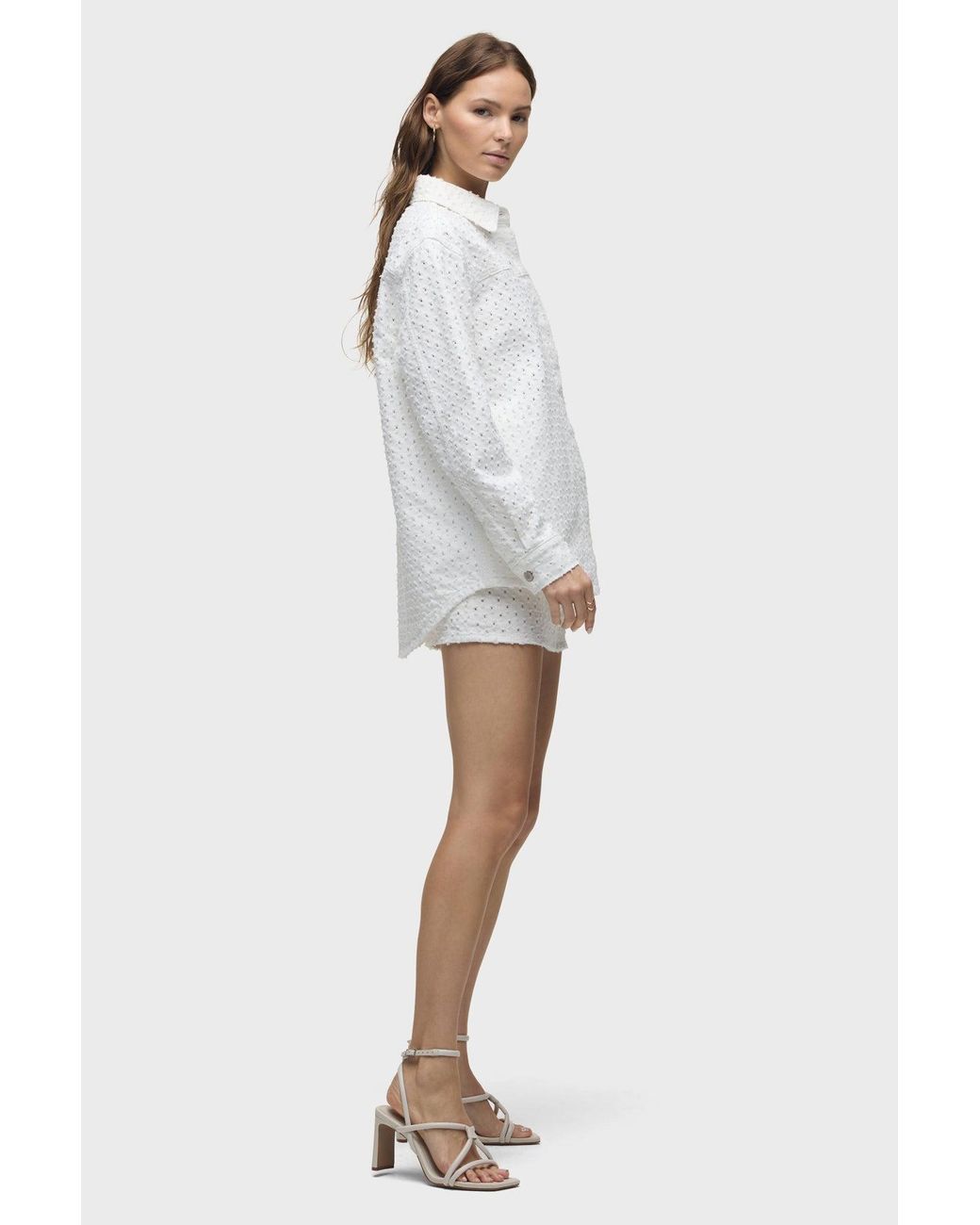 Hudson White Tattered Shacket
