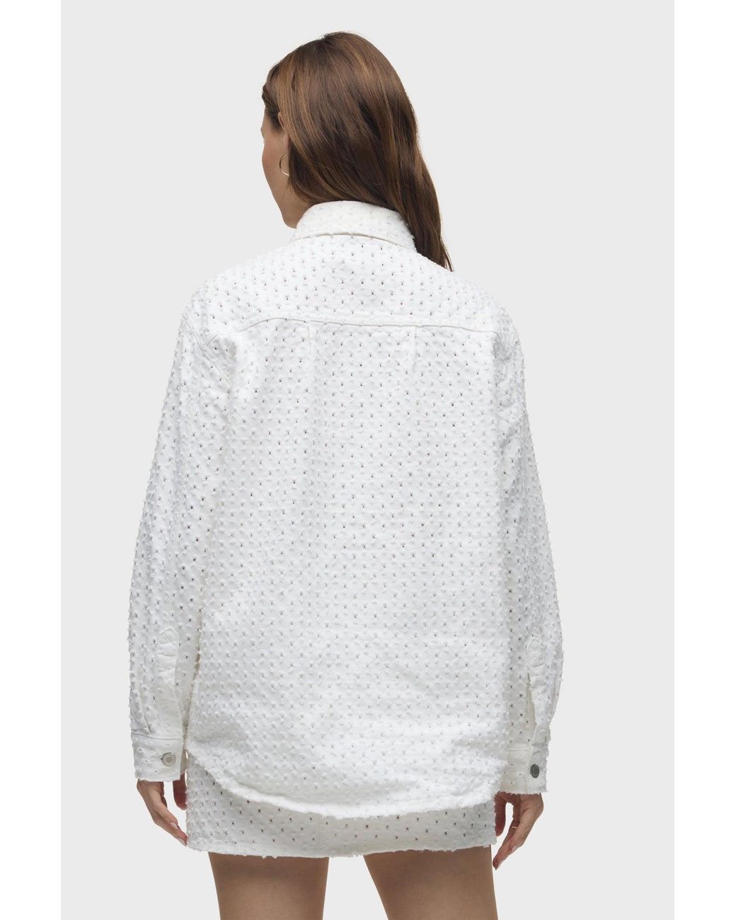 Hudson White Tattered Shacket