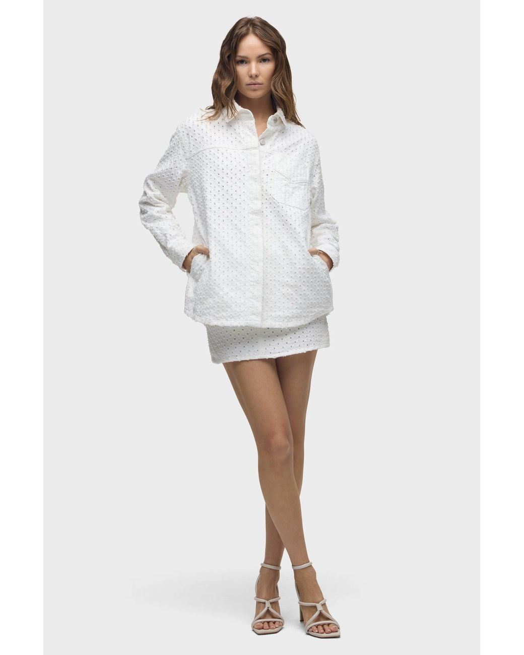 Hudson White Tattered Shacket