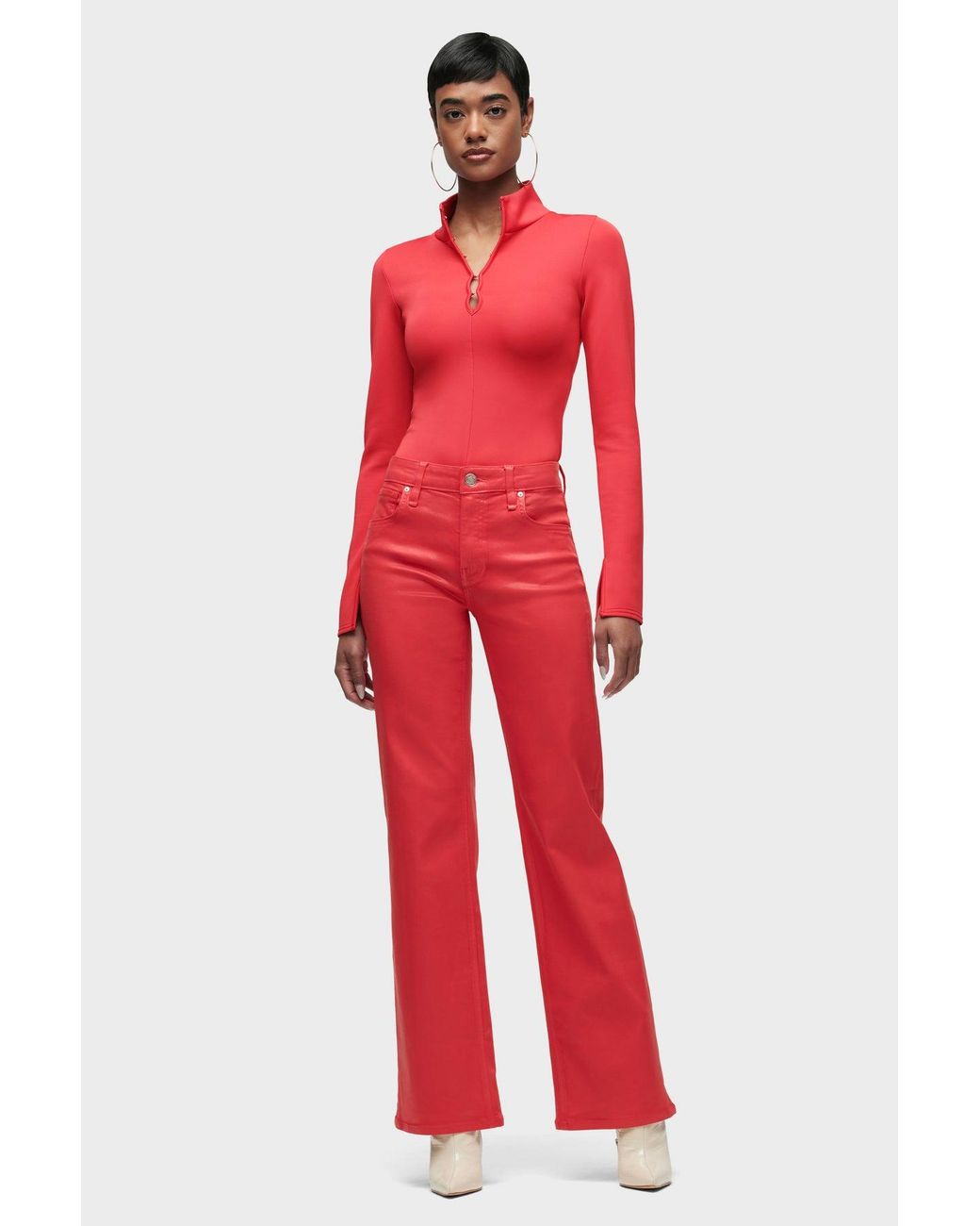 Hudson Red Long Sleeve Hook & Eye Bodysuit