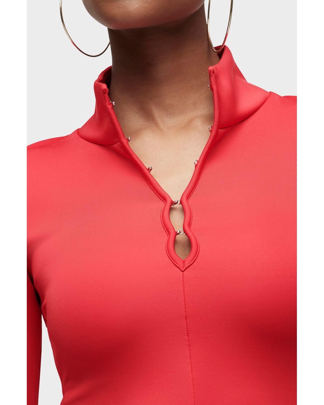 Hudson Red Long Sleeve Hook & Eye Bodysuit
