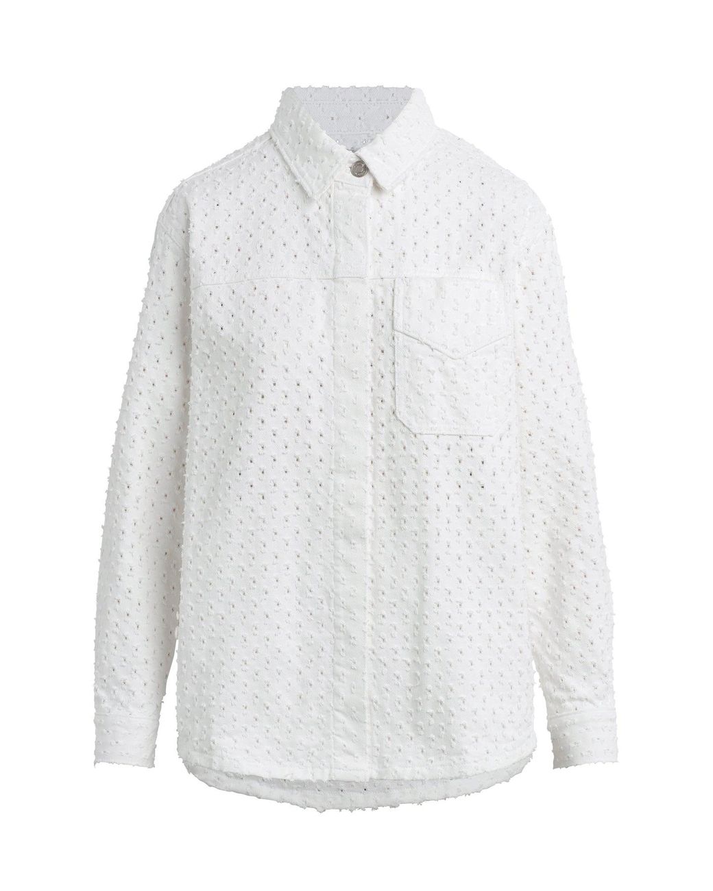Hudson White Tattered Shacket