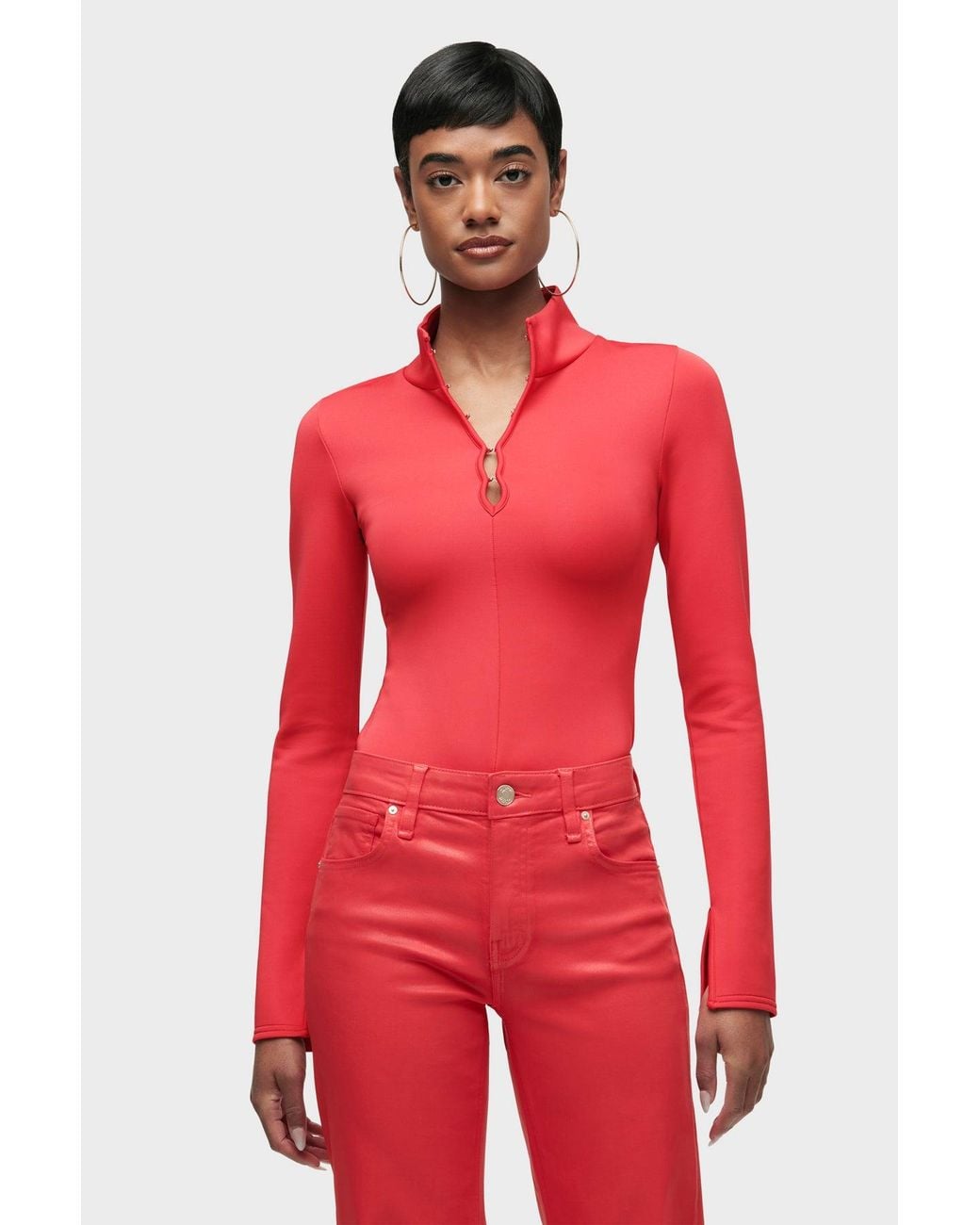 Hudson Red Long Sleeve Hook & Eye Bodysuit