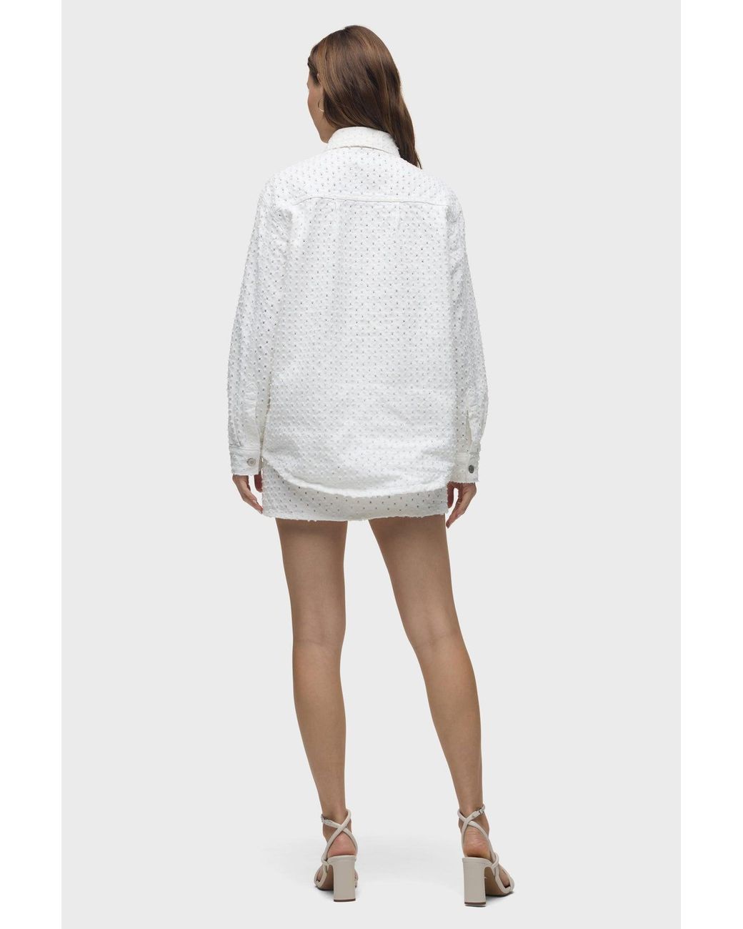 Hudson White Tattered Shacket