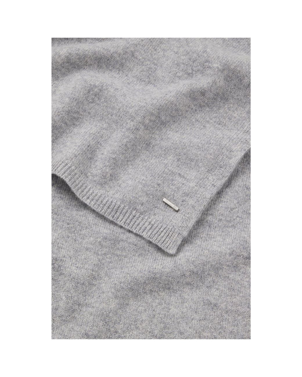Boss Gray Cashmere Scarf With Metallic Logo Trim