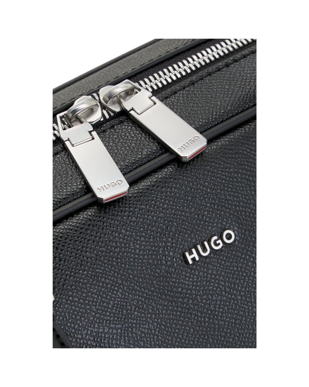 HUGO Black Recycled-Leather Holdall for men