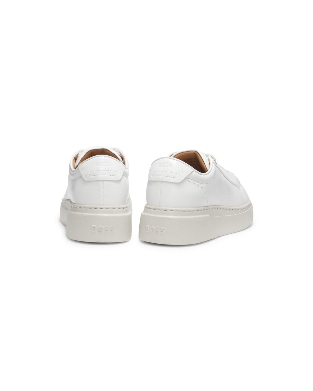 Boss White Leather Trainers With Inner Wedge