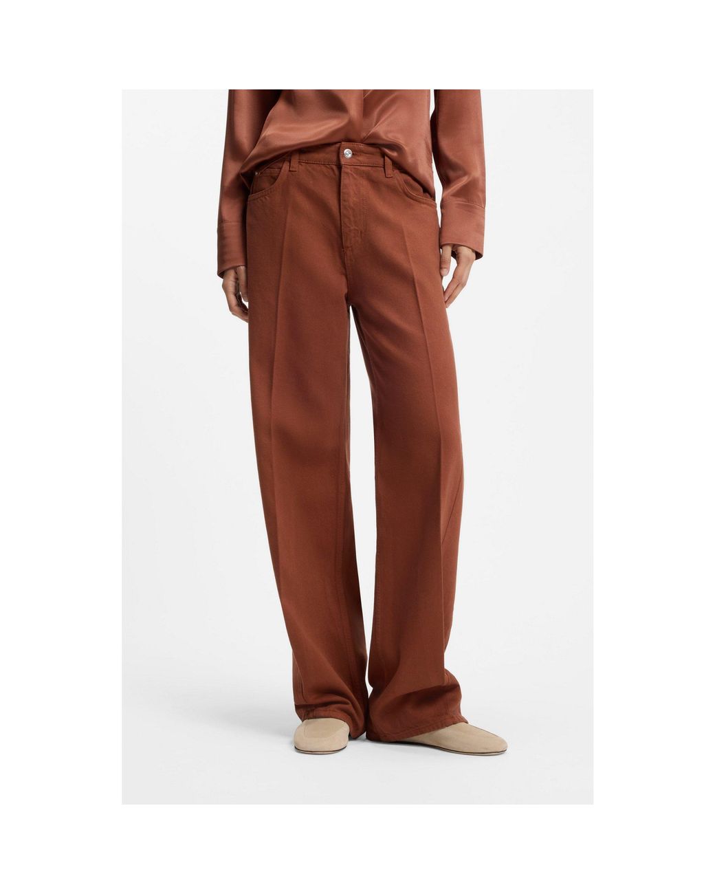 Boss Brown Relaxed-Fit Coloured Jeans