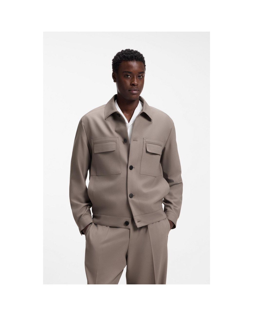 HUGO Brown Modern-Fit Jacket for men