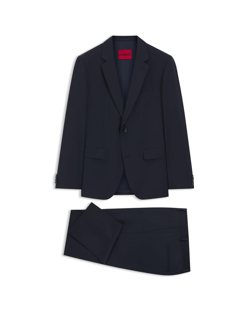 HUGO Blue Two-Piece Slim-Fit Wool-Blend Suit for men