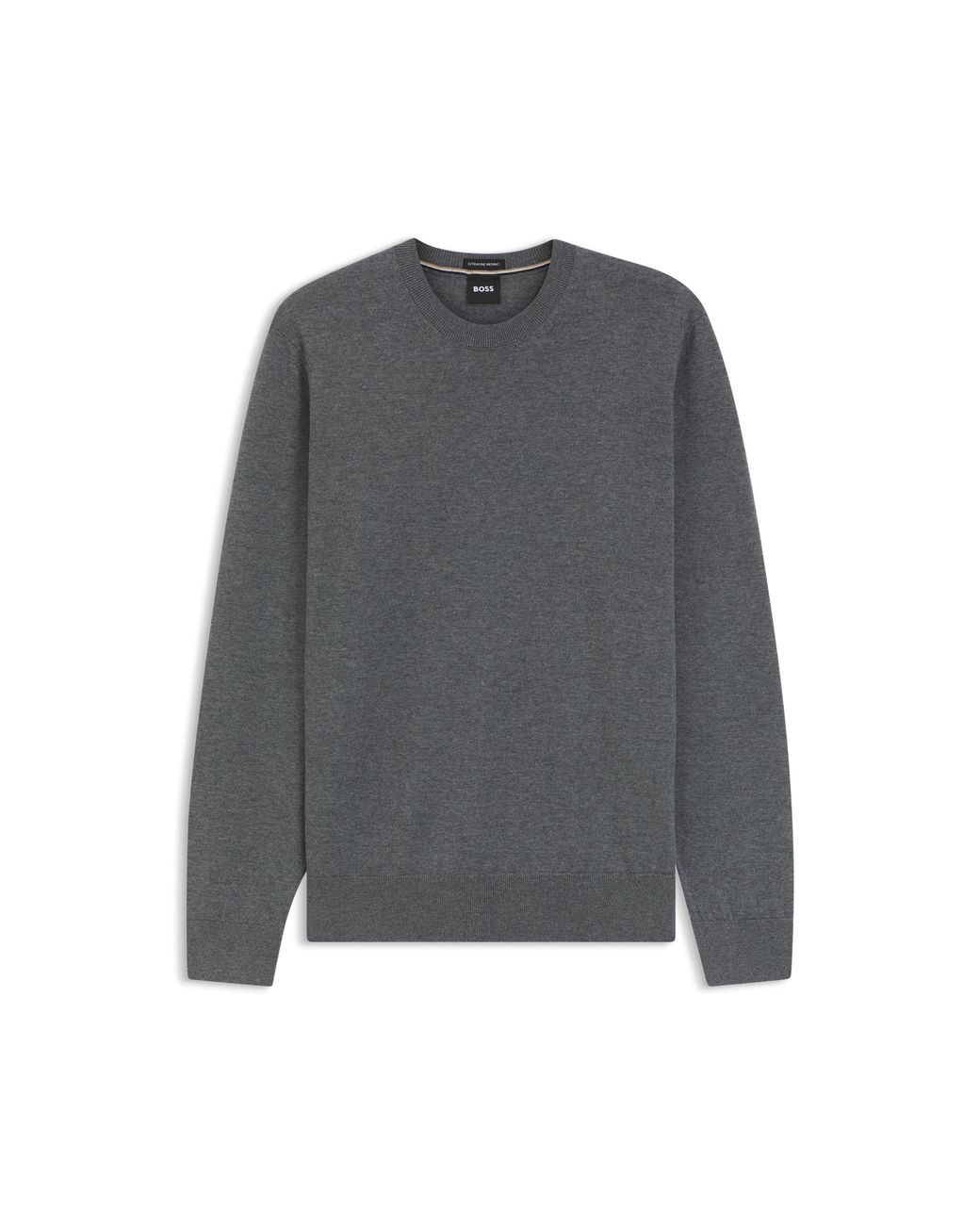 Boss Gray Merino-Wool Sweater for men