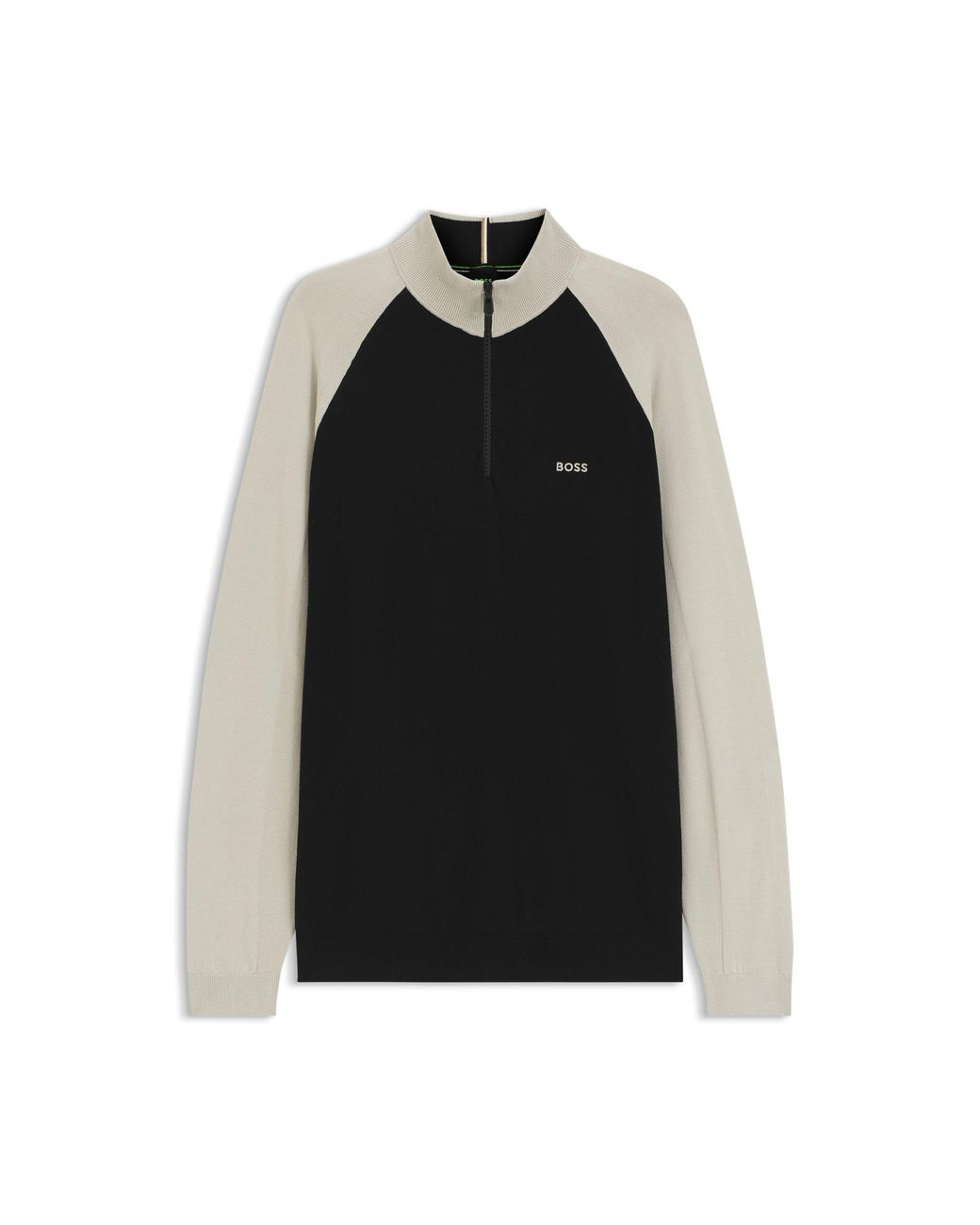 Boss Black Colour-Blocked Sweater With Zip Neck for men