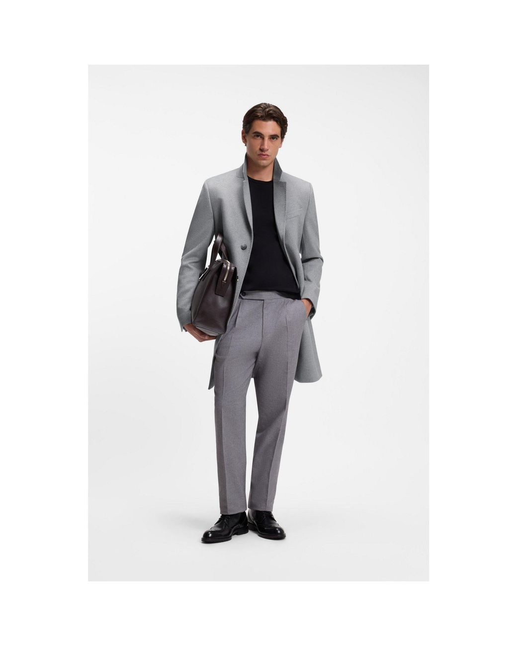 Boss Gray Slim-Fit Formal Coat for men