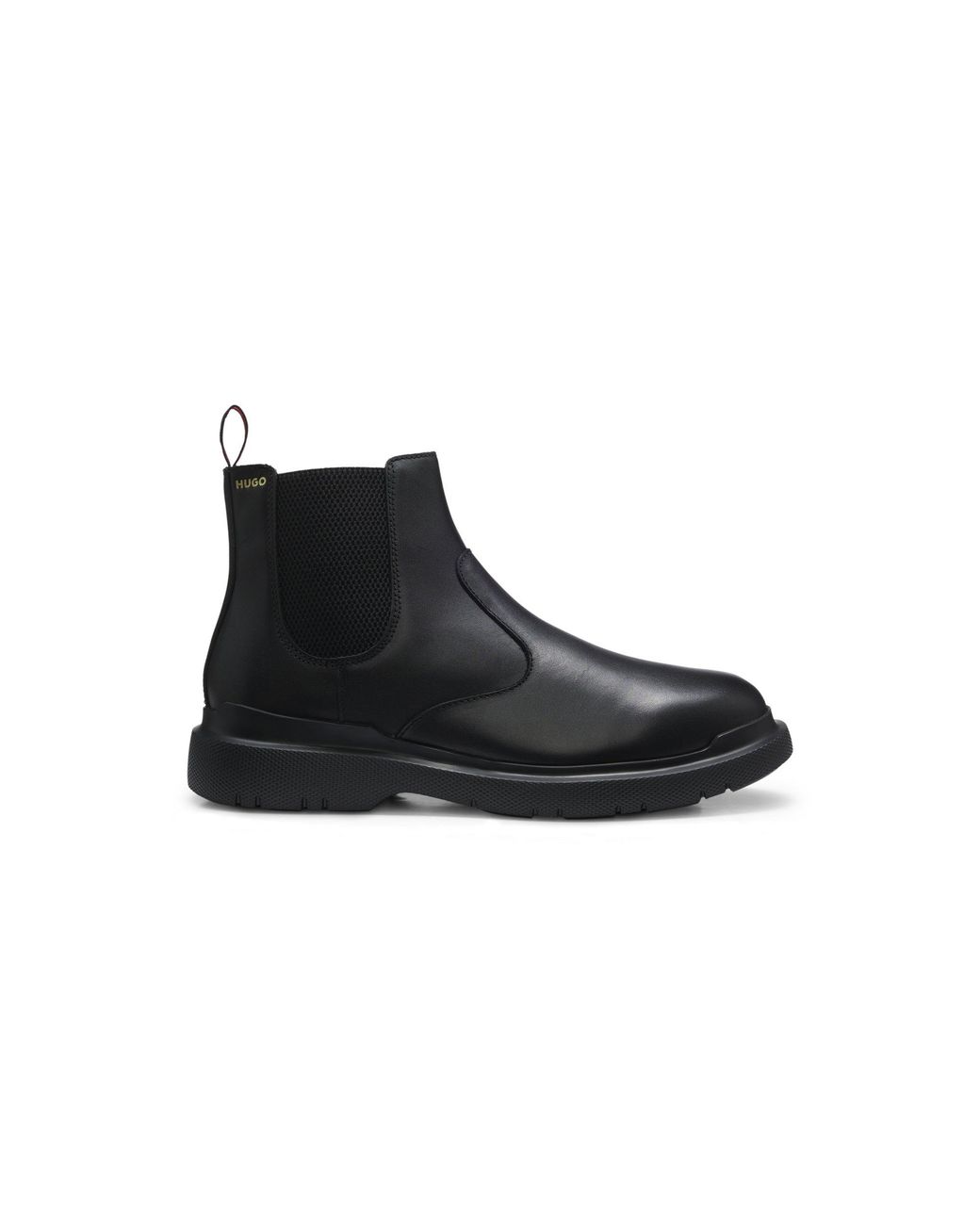HUGO Black Leather Chelsea Boots With An Extralight Sole for men